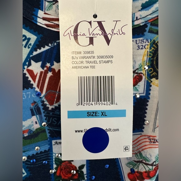 Gloria Vanderbilt Travel Stamps Americana Tee - NWT - Picture 4 of 7